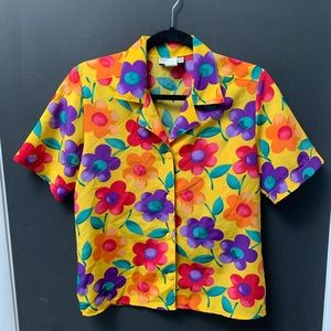 Notations Floral Silky Blouse Size 4 Petite